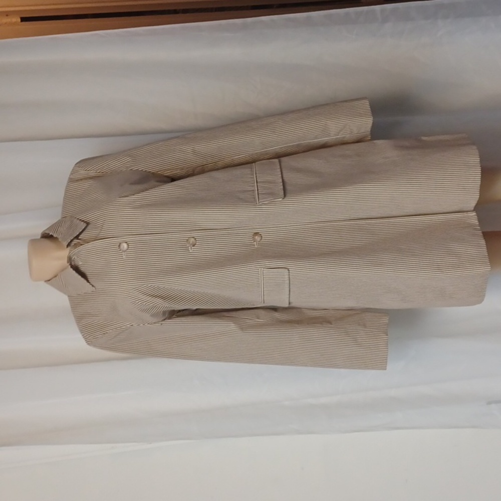 LOFT Beige Pinstripe Trench Coat